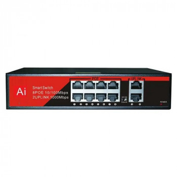 EZCOOL EZ-08PSF 8 PORT 8xFE+2xGE GIGABIT POE SWİTCH 120W