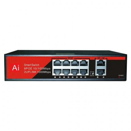 EZCOOL EZ-08PSF 8 PORT 8xFE+2xGE GIGABIT POE SWİTCH 120W