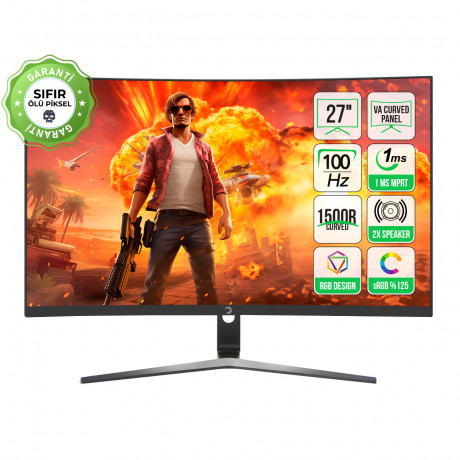 GamePower 27'' Vivid F20 Curved RGB 100Hz 1ms FHD VA PANEL 2x2W Speaker Gaming Monitör (Sıfır Ölü Piksel Garantili)