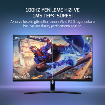 GamePower 27'' Vivid F20 Curved RGB 100Hz 1ms FHD VA PANEL 2x2W Speaker Gaming Monitör (Sıfır Ölü Piksel Garantili)