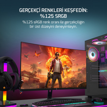 GamePower 27'' Vivid F20 Curved RGB 100Hz 1ms FHD VA PANEL 2x2W Speaker Gaming Monitör (Sıfır Ölü Piksel Garantili)