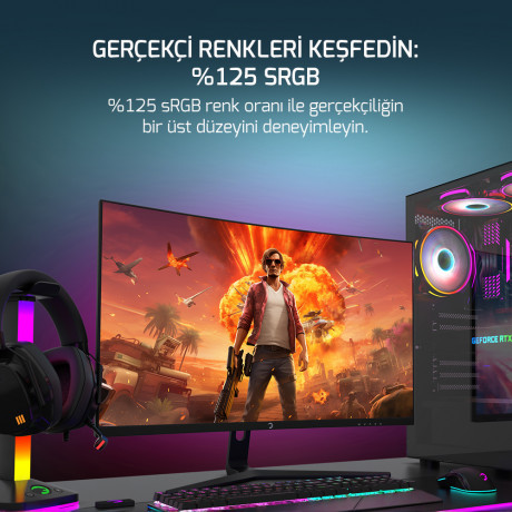 GamePower 27'' Vivid F20 Curved RGB 100Hz 1ms FHD VA PANEL 2x2W Speaker Gaming Monitör (Sıfır Ölü Piksel Garantili)